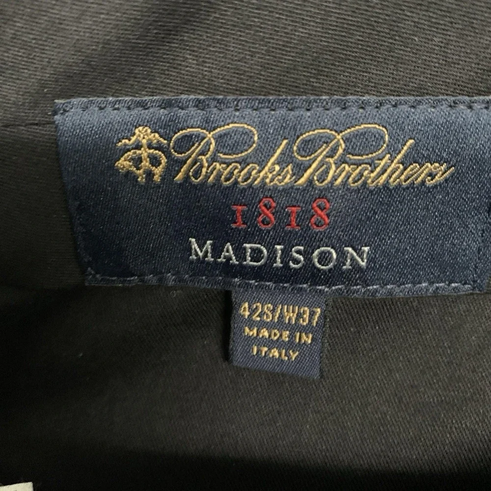 Brooks Brothers 1818 Madison Gray Trousers Wool Dress‎ Pants 37x28 Made In Italy